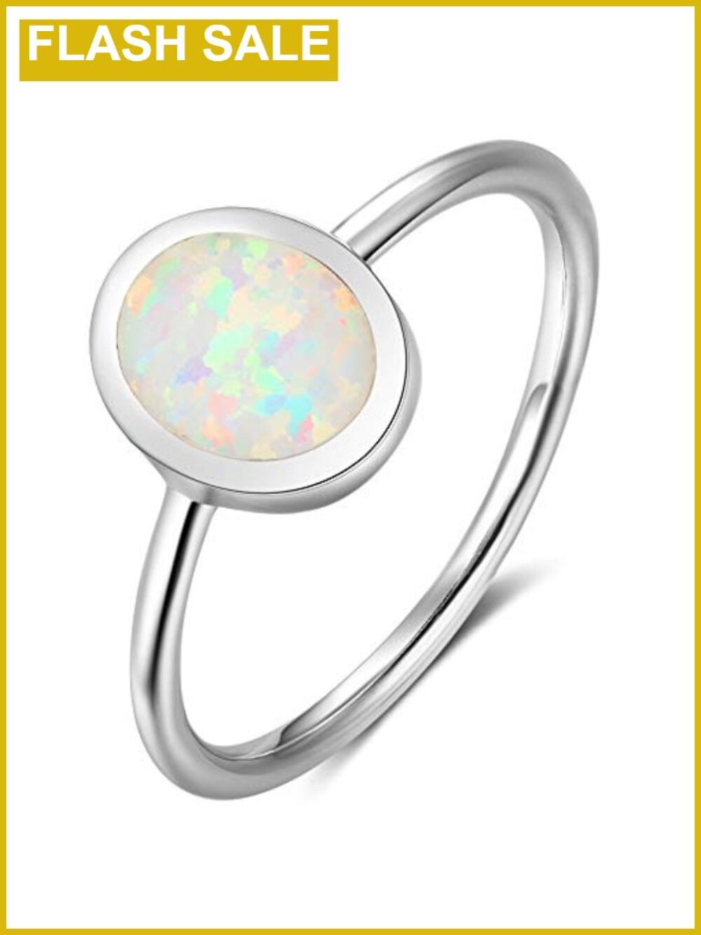 Stainless Steel Simulated White Opal Engagement Ring Size 13